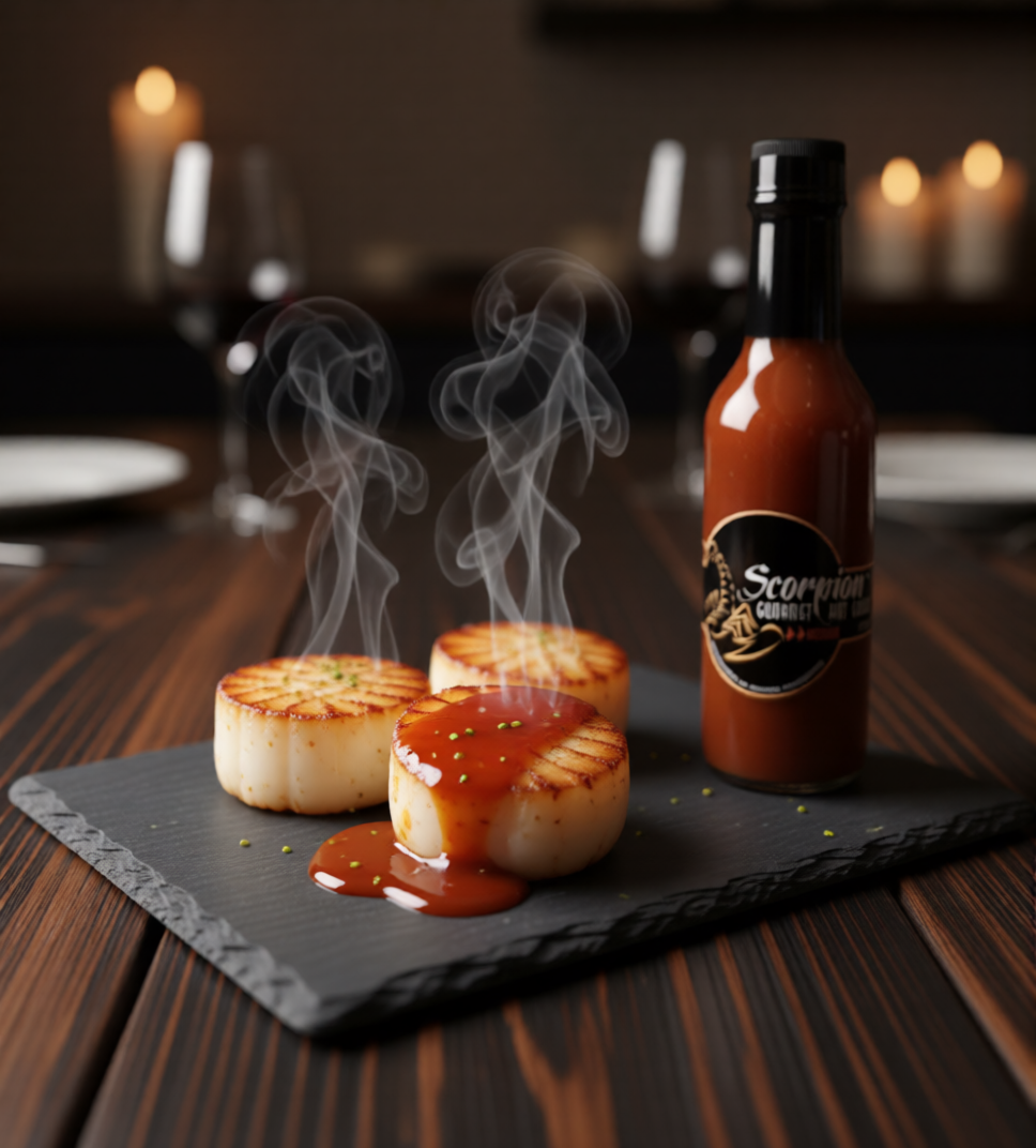 Pan-Seared Scallops with Brown Butter & Scorpion Glaze